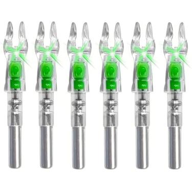 Imagem de Bgary Pacote com 6 Nocks iluminados para flechas .244/6,2 mm para caça ao arco e flecha