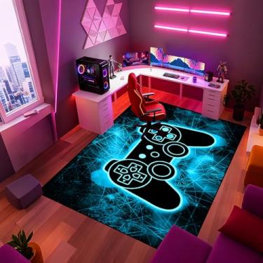 Imagem de Tapetes de área de videogame de jogos para meninos, adolescentes, moderno, moderno, moderno, estilo tecnológico, decoração de casa, controle de gamer, gamepad, tapete de área de chão, tapete de