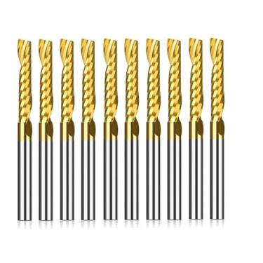 Imagem de WZFC Fresa de extremidade de canal único, 10 peças, fresa de haste de 1/8 polegada, 3,175 x 3,175 x 6 mm