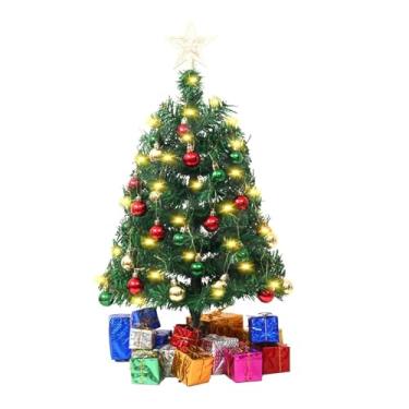 Imagem de Árvore de Natal de mesa de 18/61.0 cm, mini árvore artificial com cordão de luzes para férias, faça você mesmo e decoração de escritório (45,7 cm)