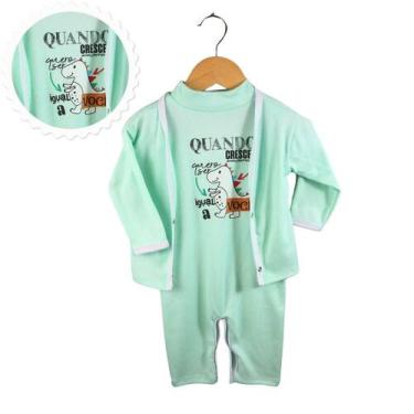 Imagem de Macacão ribana Casaquinho e meia kit para bebe cores diversas menino m