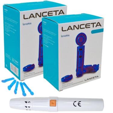 Imagem de 200 Lanceta Glicose Agulha Glicemia + 1 Caneta Lancetadora - Love Saud