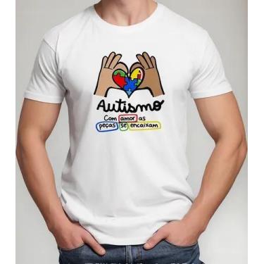 Imagem de Camiseta Camisa Adulto Feminina Masculina Algodão Campanha Abril Azul 