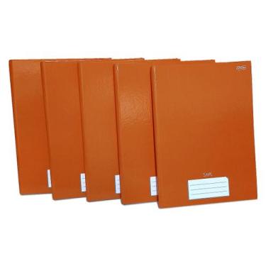Imagem de Caderno Brochura Grande 96 Folhas Universitario Stiff 5 Unid, Laranja