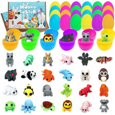 Imagem de Ovos de Páscoa pré-preenchidos com mini bichos de pelúcia, 24 unidades