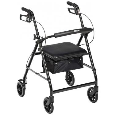 Imagem de Andador Adulto Idoso com Assento, Suporta até 136 Quilos, DRIVE MEDICAL R726BK, Preto