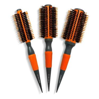 Imagem de Kit 3 Escovas De Cabelo Thermal Ceramic Orange Profissional Laranja - 
