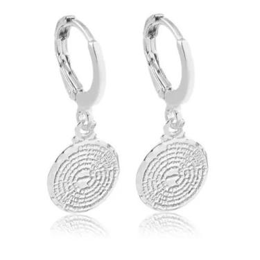 Imagem de Brinco Argolinha com Pingente Pai Nosso  Aço Inox Prateado - wb