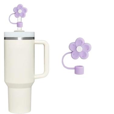 Imagem de Capa de palha de silicone para Stanley Cup Acessórios de 40 e 850 g, tampa de palha de flor fofa de 10 mm para copos de 1,134 g, topo de palha reutilizável para copos, lindo topo de palha para copos