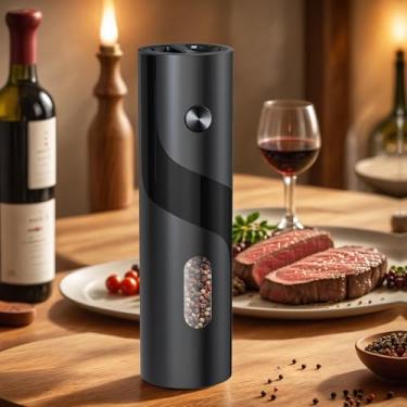 Imagem de Moedor elétrico de sal e pimenta, moedor de especiarias, moedor de pimenta automático com uma mão, grossura ajustável, moedor de 110 ml