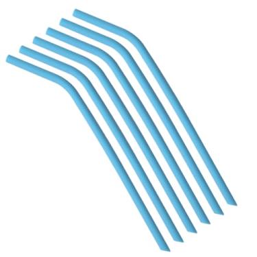 Imagem de Conjunto de 6 canudos reutilizáveis de silicone azul, canudos, 25 cm, design de dobra pequena, não é fácil de deformar, adequado para chá de leite, suco, bebidas carbonatadas, piqueniques de