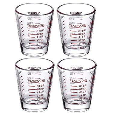 Imagem de Pacote com 4 copos de shot, copo medidor, copo de café expresso, copo de vinho líquido pesado, 26 medições incrementais, 28 g, 6 colheres de chá, 2 colheres de chá, 30 ml