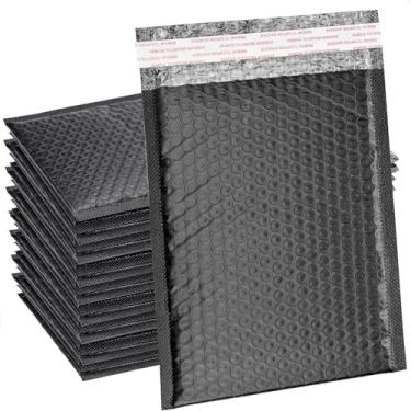 Imagem de 5 pçs saco de envelope bolha impermeável adesivo autovedante organizadores de embalagem negócios sacos de armazenamento simples (preto, 15 x 18 cm)