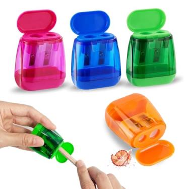 Imagem de Apontador de lápis, manual de apontadores de lápis, ferramentas compactas de lápis coloridos de dois furos