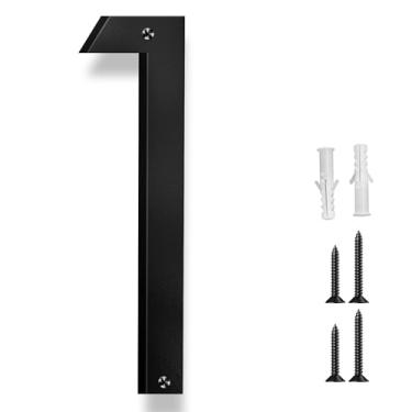 Imagem de Friendship Números de casa modernos de 30,5 cm para fora revestidos a ouro com números de endereço de metal flutuante placas para caixa de correio e placa residencial, preto (1)