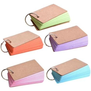 Imagem de 5 Books Blank Index Cards with Ring Colored Note Cards Blank Flash Cards Portable Memo Pads