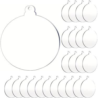 Imagem de Decorações de árvore de Natal, 24 peças, ornamentos transparentes para artesanato, enfeites de acrílico, enfeites de Natal, bolas, enfeite em branco, decoração faça você mesmo, decoração de pendurar