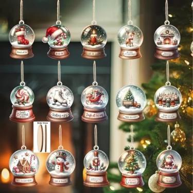 Imagem de Enfeites de globo de neve de Natal de 12 peças, enfeites de árvore de Natal pendurados para decoração interna de casa