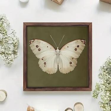 Imagem de Cartazes e impressões de madeira versáteis de borboleta, placa de parede de madeira rústica para banheiro, quarto, escritório doméstico, presentes de inauguração de casa