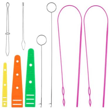 Imagem de 9 peças de gancho de costura flipper, puxador de substituição de cordão, conjunto de ferramentas de clipe de corda, rosqueador flexível, torneador de costura, agulha de crochê, kit de acessórios de