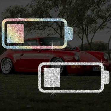 Imagem de Adesivo de vinil de nível de bateria brilhante cortado para diversão – serve para carros, caminhões, laptops, caixas de ferramentas e superfícies lisas e duras (branco + colorido)