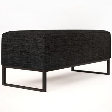 Imagem de Puff Decorativo Para Sala de Estar Cléo W01 Base de Ferro 90 cm Linho Chumbo - Lyam Decor