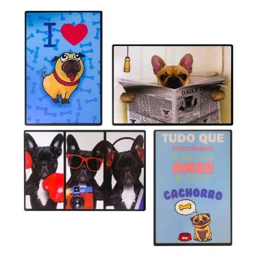 Imagem de Kit 04 Placas de Mdf Decorativas Dog 19,5x29,5  - D'Rossi