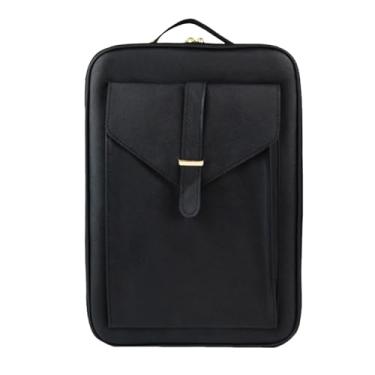 Imagem de Ysyqkn Bolsa de transporte de barbeiro, bolsa de cabeleireiro, organizador de barbeiro, multiuso, elegante, divisórias removíveis, kits de barbear, caixa, Preto