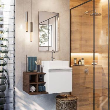 Imagem de Conjunto Gabinete Armário Para Banheiro Roma Completo Com Cuba E Torneira