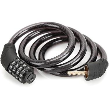 Imagem de Cadeado De Segurança Para Bicicleta Bike Moto Com Senha Combinação De Dígitos 8mm Aço Reforçado 65cm Preto