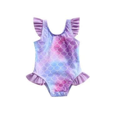 Imagem de Maiô Aimaopao Ruffle One Piece Purple Mermaid 0-6M