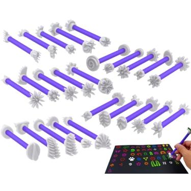 Imagem de GEOCCI Ferramentas de pétalas de flores para pintura de pontos, ferramenta de pontilhamento de 50 formas de pétalas, ferramentas de arte de mandala para pedras, ferramentas de gravação para pintura de