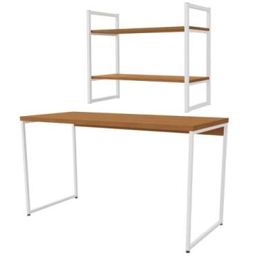 Imagem de Mesa Escrivaninha E Nicho Estante Canela Branco Kpb Canela Branco - MI