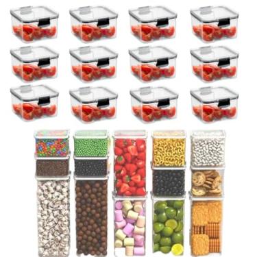 Imagem de Porta Mantimentos, Kit Completo Cozinha Potes Herméticos Empilháveis Trava Segurança Reforçada 100% Vedado(G - 12 POTES 500ml)