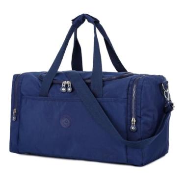 Imagem de Bolsa Mala De Mão Grande Impermeável Para Viagem Academia Bordo10kg Resistente Com Alça Transversal Reforçada Esportiva Fitness Mochila Feminina Masculina Unissex (Azul Marinho)