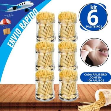 Imagem de Kit 6 Paliteiros em Acrílico com 100 Palitos Cada Petiscos Restaurante