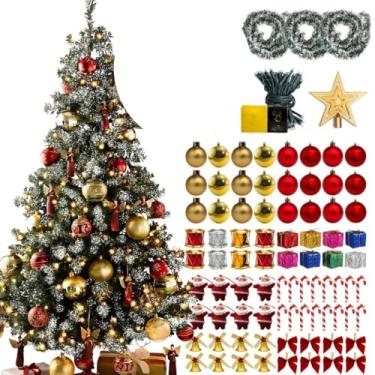 Imagem de áRvore De Natal Com 180 Cm De Altura, Lindamente Decorada, Em Formato De Estrela Verde Neve, Com 1,80 Metro De Luzes Led(Verde PREMIUM,Pisca LED 220v)