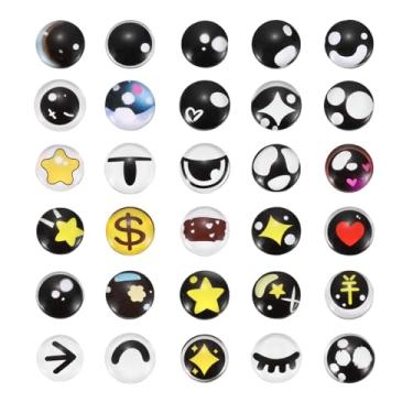 Imagem de PATIKIL 100 peças de olhos de artesanato de vidro, cabochão de 18 mm kawaii boneca artesanato olho para argila animais artesanato projetos de joias faça você mesmo, azul/preto/branco/amarelo/vermelho