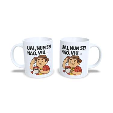 Imagem de Caneca de Porcelana com Mensagem Humorística Mineira, Branca, 325ml, Design Trem Bão (21072)