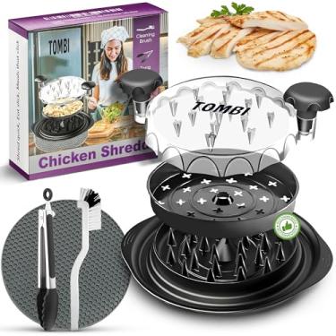 Imagem de TOMBI Triturador de frango | Triturador de carne visível 4 em 1 com tapete, pinça, bandeja e escova | Livre de BPA, antiderrapante, lavável na lava-louças | Perfeito para churrascos de frango desfiado