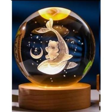 Imagem de Luminária de Mesa Bola de Cristal com LED - Luz Noturna para Quarto, Presente Decorativo 3D para Natal e Aniversário(2008-7)