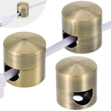 Imagem de OIIKI 3 conjuntos de suportes de cabo de carregador, organizadores de cabos de clipe de cabo adesivo, gerenciamento de fio ajustável de metal, acessórios de mesa de escritório para carregador, cabo de