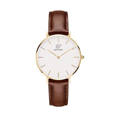 Imagem de Relógio de Pulso Feminino Pulseira Marrom Minimalista New Port 32mm