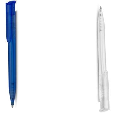 Imagem de Caneta Esferográfica Retrátil, Plástico, Escrita Azul (- Kit 2 Azul e Transparente)