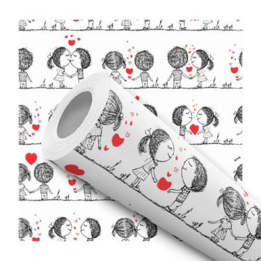 Imagem de Papel De Parede Adesivo Lavável Casal Desenho Fofo Menina Menino - Del