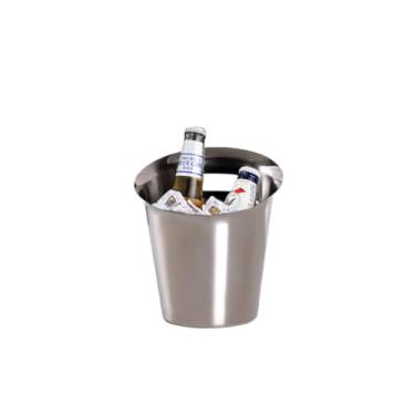 Imagem de Balde de gelo de aço inoxidável bicamada preservação do calor isolamento frio bonito KTV champanhe vinho tinto cerveja gelo bloco de gelo balde comercial (prateado, P)