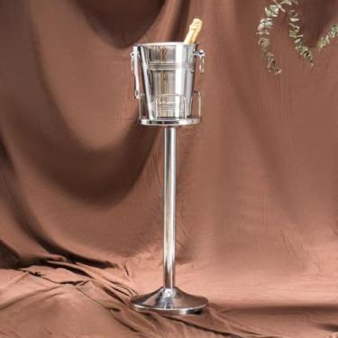 Imagem de Balde de gelo de aço inoxidável bicamada preservação do calor isolamento frio bonito KTV champanhe vinho tinto cerveja gelo bloco de gelo balde comercial (prateado, anel de prata e B)