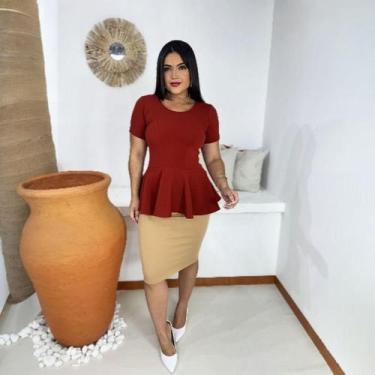 Imagem de Blusa Peplum Plus Size Moda Evangélica Feminina - MISS FLOWER, Terraco