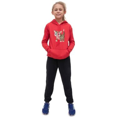Imagem de Kit Blusa Moletom Menina Infantil Canguru Com Calça de Frio Lisa Para Escola Passeio Moda Inverno