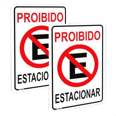 Imagem de SPORTINOX, Kit 2 Placas Sinalização Proibido Estacionar Garagem 20x30cm